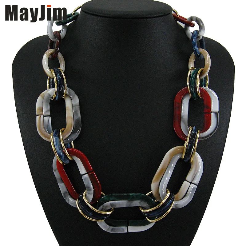 New Statement Aluminum Chain Natural pattern personalized Necklace Women bohemian Choker Necklaces& Pendants Vintage Fashion - Окраска металла: Mixed color