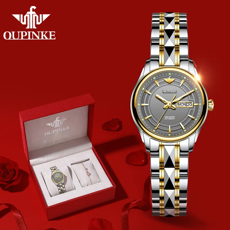 Wristwatch OUPINKE Automatic Women Ladies Luxury Bracelet Mechanical Brand Self-Wind