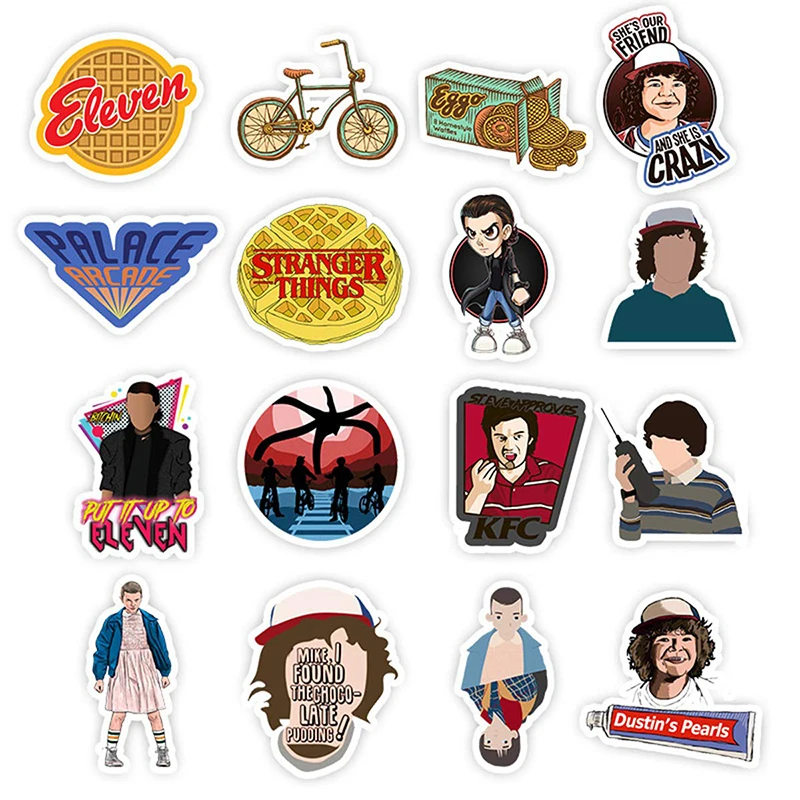 50pcs Mixed Stranger Things 3 Cartoon Stickers for Car Styling Motorcycle Phone Laptop Travel Luggage Skateboard Funny Stickers
