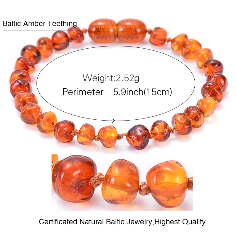 Fine Baltic Amber Baby Teething Necklace Cognac color Baroque form Bea –  Aromatic Infusions