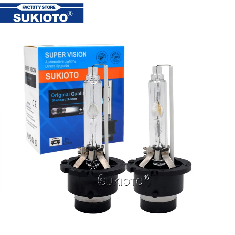 SUKIOTO 35W Original HID D2 D2R D4S D4R 4300K 5000K 6000K HID Headlight Bulb 55W Car Light Xenon D2S D4S Super Vision HID Xenon