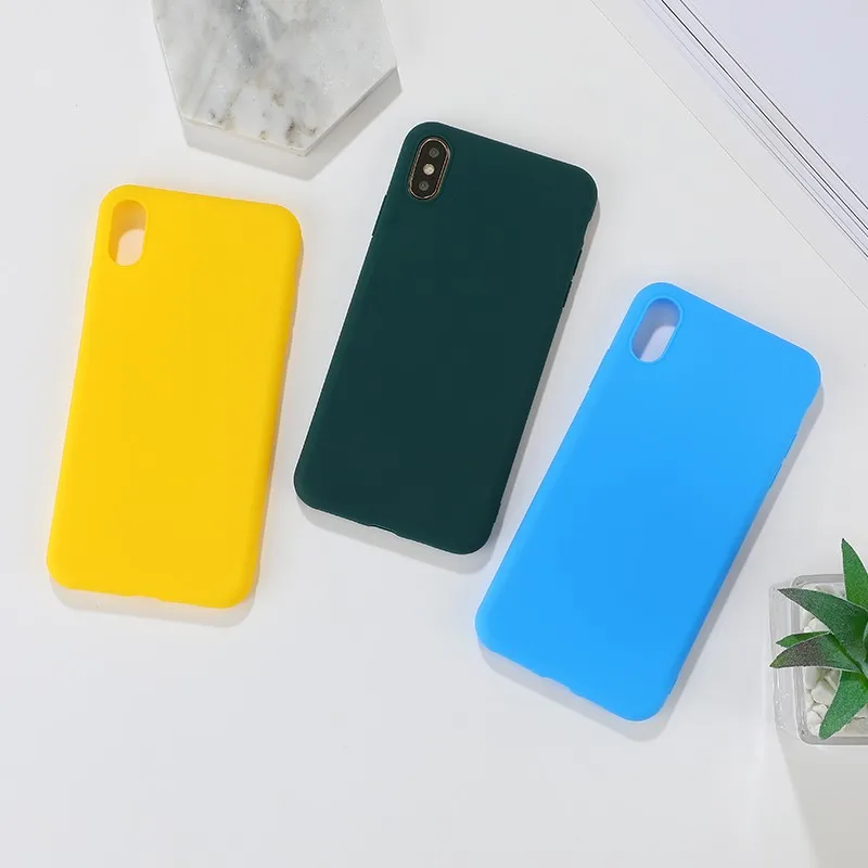 Coque de téléphone en silicone souple de couleur unie, étui de luxe pour Iphone X 11 12 mini pro Xs Max Xr 10 8 7 6 Plus se 4.7