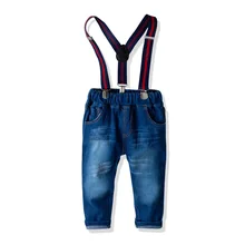 Детские ковбойские Стрейчевые брюки весенне-осенние штаны для мальчиков повседневные брюки для больших мальчиков штаны на подтяжках для малышей