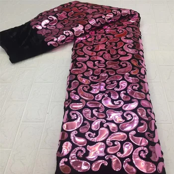 

Madison Nigerian Lace Fabrics African Lace Fabric 2020 High Quality Velvet Lace With Sequins French Lace Fabric Sewing