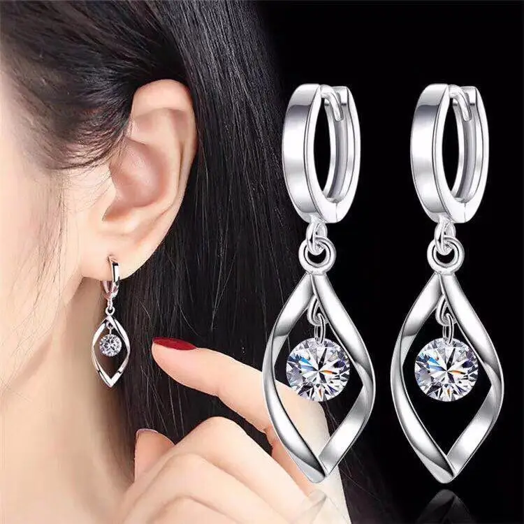 

990 Fine Silver Earrings Long Women's Pearl Earrings Fashion Elegant Earrings Ear Rings Anti-Allergy