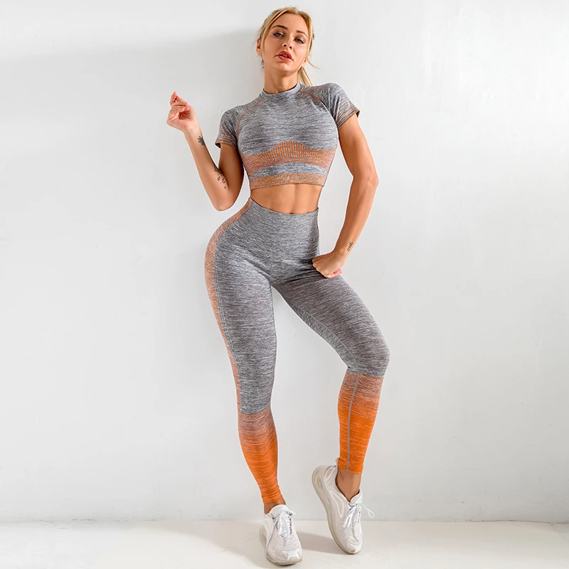 Completo fitness donna sportivo tuta palestra running leggings leggins maglia 