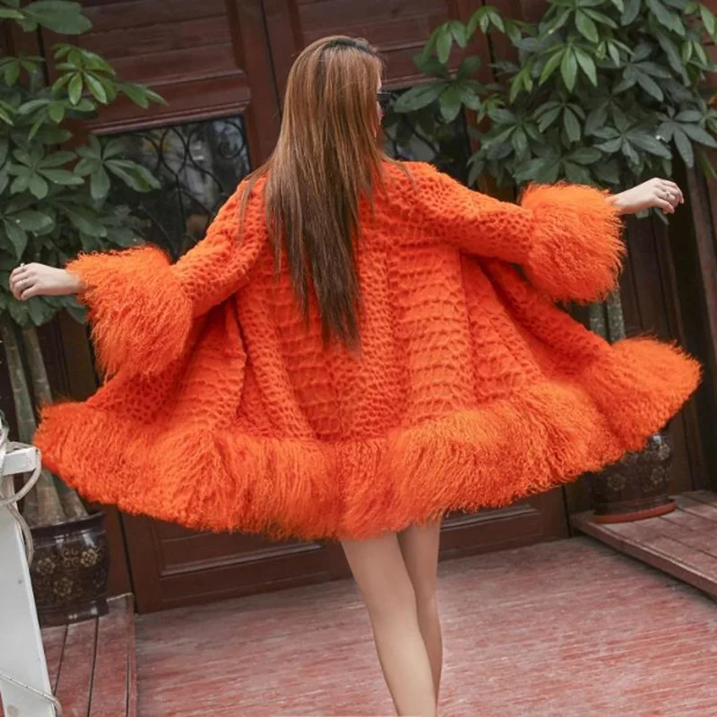 Цельное пальто из кроличьего меха Рекс Пляжное шерстяное Корейская версия