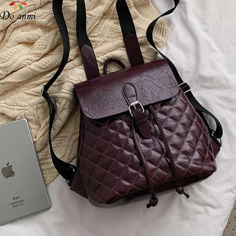 Женский рюкзак с ромбовидной решеткой DORANMI роскошный брендовый из искусственной
