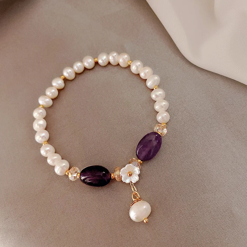 Korea Sweet Pearl Crystal Bracelet Female Ins Niche Design Green Aventurine Strawberry Beaded For Lady | Украшения и аксессуары