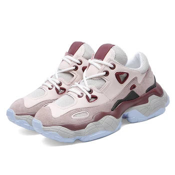 

Microfiber Women Casual Shoes Mixed Colors Lace-Up Women Shoes Platform Sport Shoes Round Toe Flat With Women Sneakers 3-70