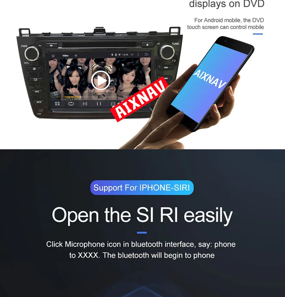 Sale Auto Multimedia Player Car Radio for Mazda 6 2008-2012 Mirror Link Phone Bluetooth GPS Navigation System WIFI DVD Video Player 3