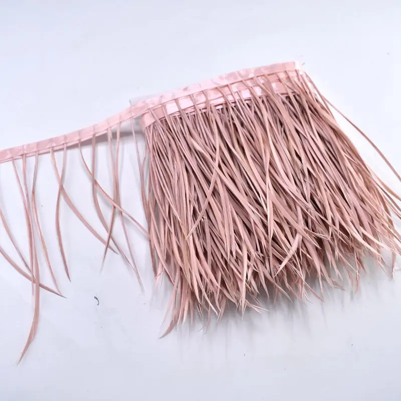 Leather pink Высокое качество 1 метр gray Goose перья планки бахрома 15-20 см DIY Рождество карнавал перо для шитья одежды декоративные плащи - Цвет: Leather pink