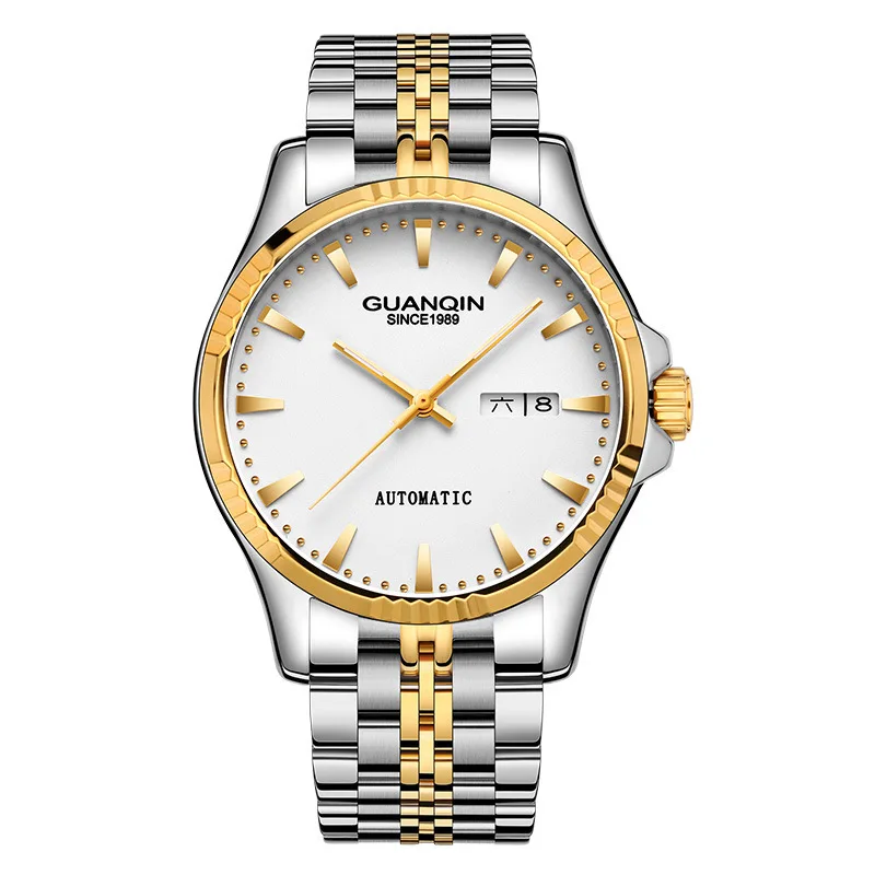 

GUANQIN GJ16107 men's mechanical watches imports of steel double calendar waterproof mechanical male watch relogio masculino