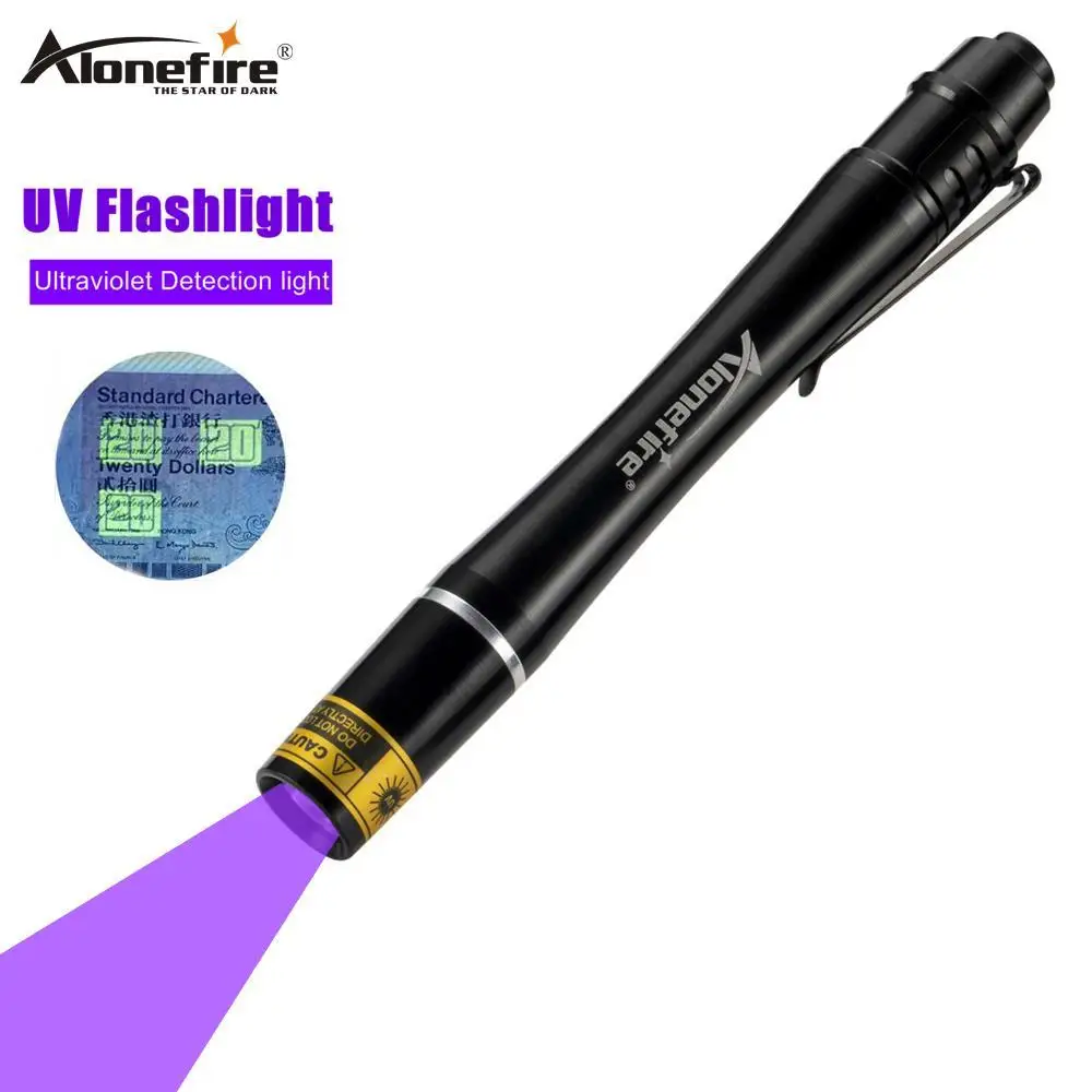 AloneFire SV350 ручка фонарик 395nm УФ освещение мини детектор денег паспорта осмотр УФ светодиодный Ультрафиолетовый фонарь