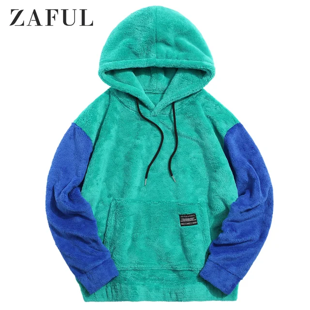 zaful/осенняя цветная толстовка с капюшоном и карманами кенгуру фотография