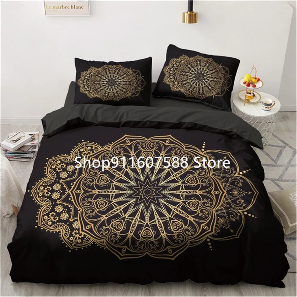 Black Gold Bedding Set Luxury Duvet Cover Sets 3d Moon Dream Catcher Comforter Cover Set Cute Bed Set For Adult