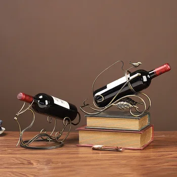 

Metal Wine Bottle Holder Wine Racks European Retro Creative Handmade Restaurant Bar Stand Bracket Display Stand