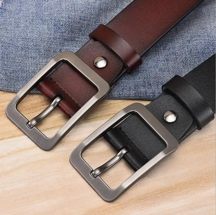 Men's belt leather belt men genuine leather designer beltsmale genuine leather strap luxury pin buckle casual men's belt