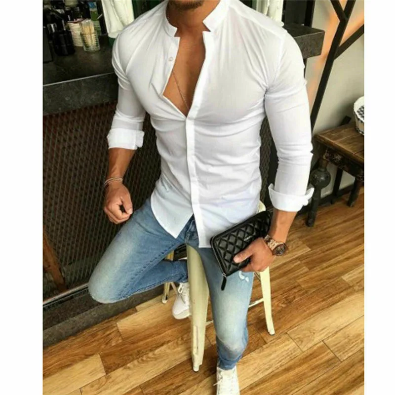 

Men's Slim Fit V Neck Long Sleeve Solid Muscle Tees Casual Shirts Tops Blouse