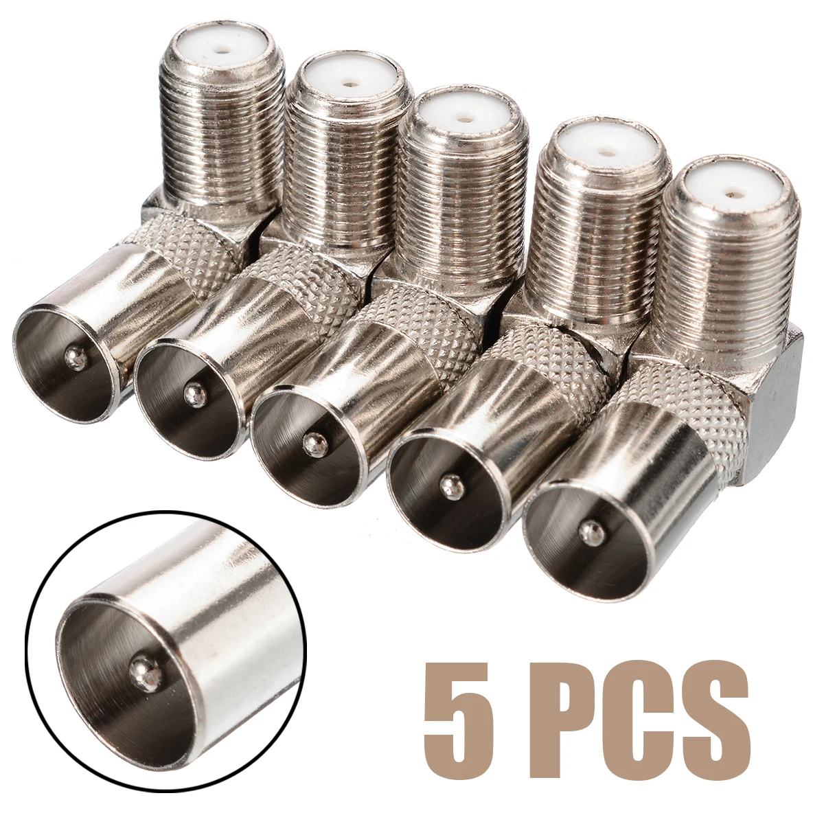 5pcs Right Angle 90 Degree TV Aerial Adapter Durable F-Type Female to Male Antenna Connector Coaxial Plug TV Receiver Parts head connector m male to sma female adapter sl16 male to sma female for walkie talkie two packs