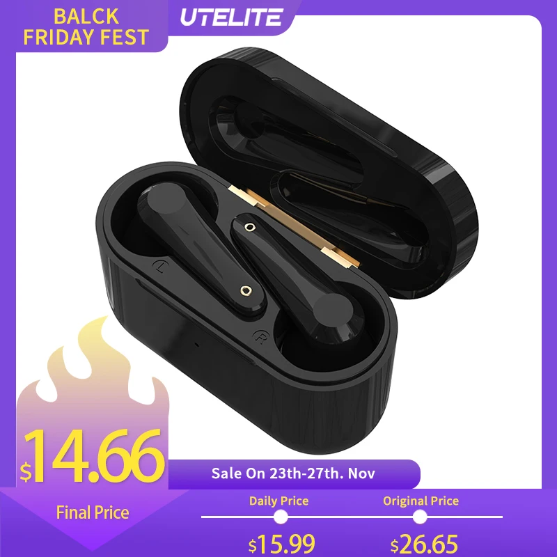 UTELITE TWS Bluetooth 5 0 Earphones with Microphone Sports Wireless Headphones Gaming Headset Touch Control Earbuds for iPhone
