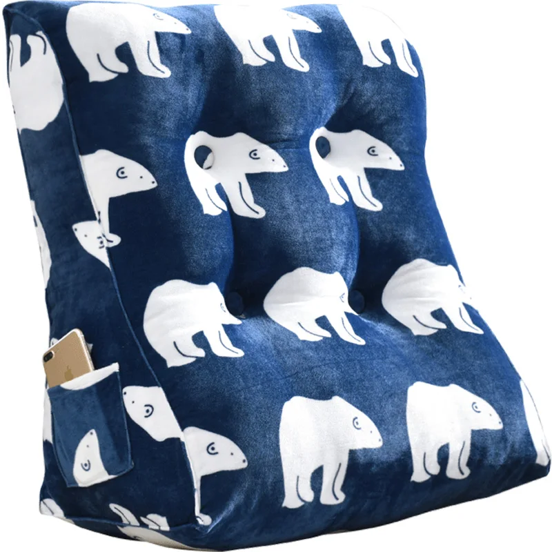 

Large Cushion Backrest Bed Triangle Sofa Back Cushions Meditation Office Backrest Pillow for Bed Removable and Washable FK059