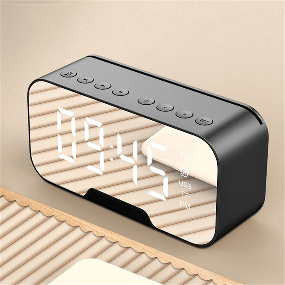 Multifunction Portable Bluetooth Speakers Mirror Alarm Clock Speaker