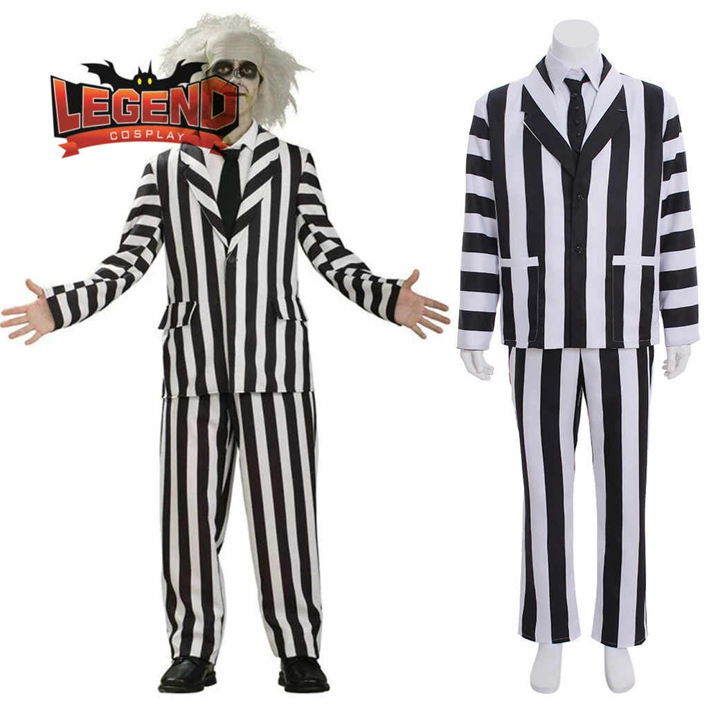 Beetlejuice Cosplay Black And White Striped Outfit Cosplay Costume Movie Tv Costumes Aliexpress