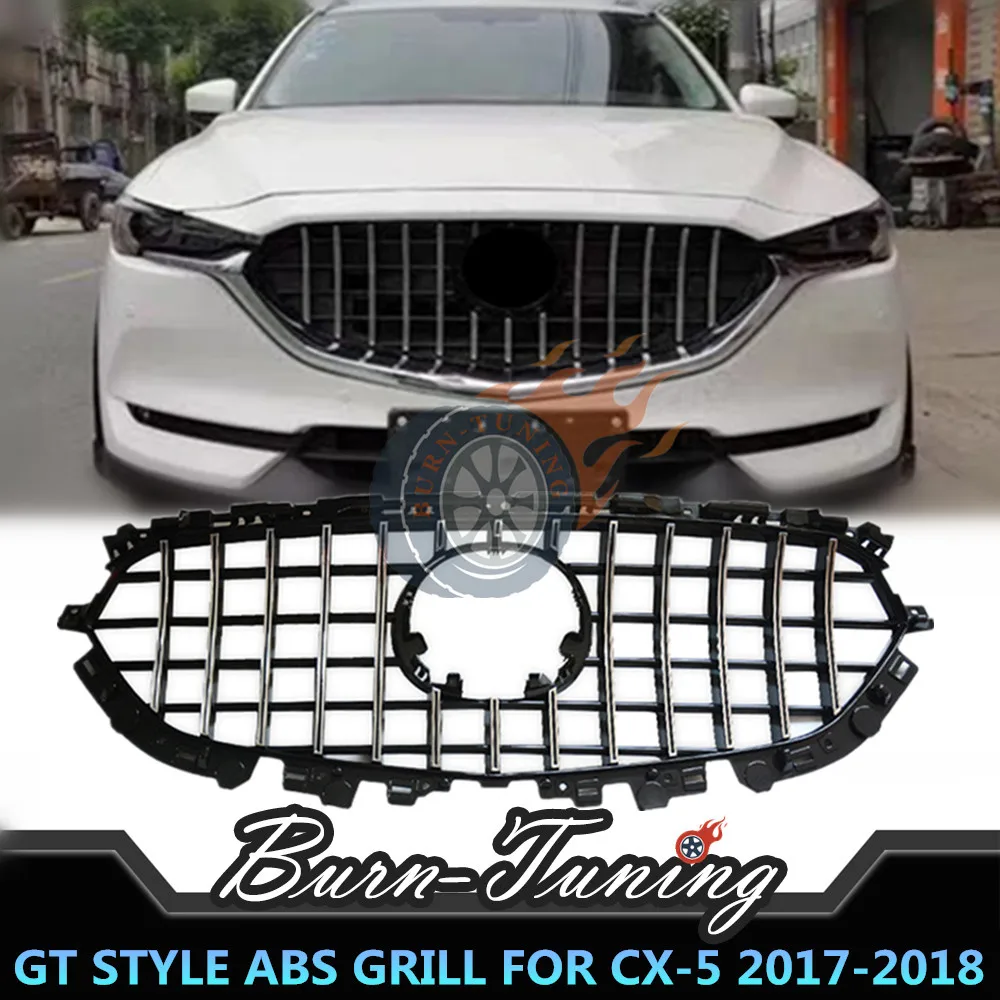 

Black ABS GT Style Grill For Mazda CX-5 CX5 2017-2018 Exterior Racing Grille Front Bumper Hood Grill
