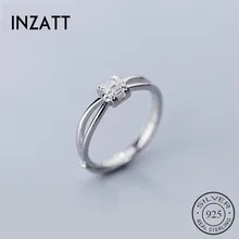 INZATT Настоящее серебро 925 проба кольцо с цирконом для модных женщин вечерние милые ювелирные изделия минималистичные аксессуары подарок