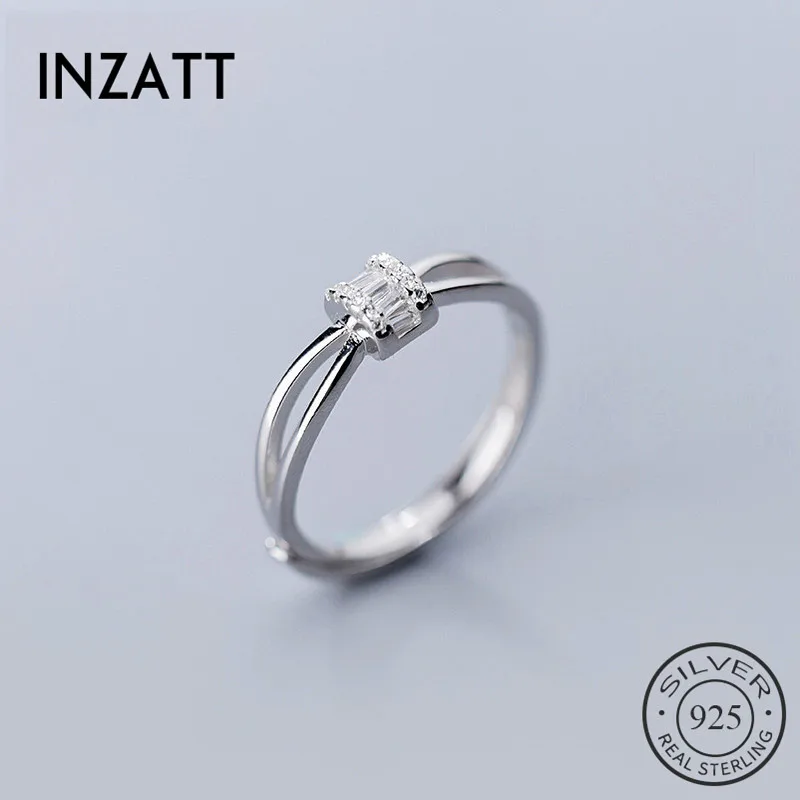 

INZATT Real 925 Sterling Silver Zircon Opening Ring For Fashion Women party Cute Fine Jewelry Minimalist Accessories 2019 Gift