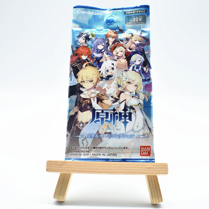 Game Genshin Impact Bandai Metal Card Collection Original Box Blind Box Diluc Klee Keqing 40 Pcs Collector's Edition Lucky Boxs