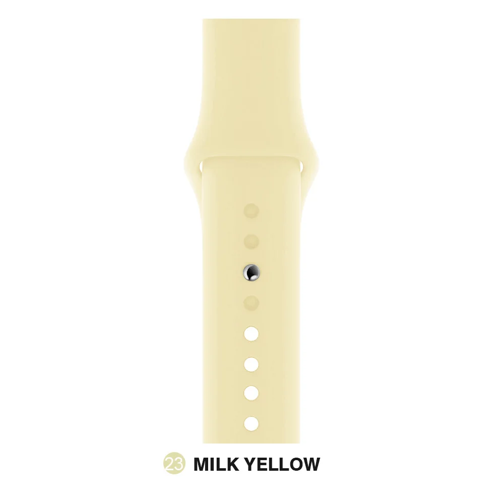Мягкий силиконовый сменный спортивный ремешок для Apple Watch версии 4, 3, 2, 1, 42 мм, 38 мм, браслет на запястье, ремешок для iWatch 4, 40 мм, 44 мм, спортивный - Цвет ремешка: Milk yellow