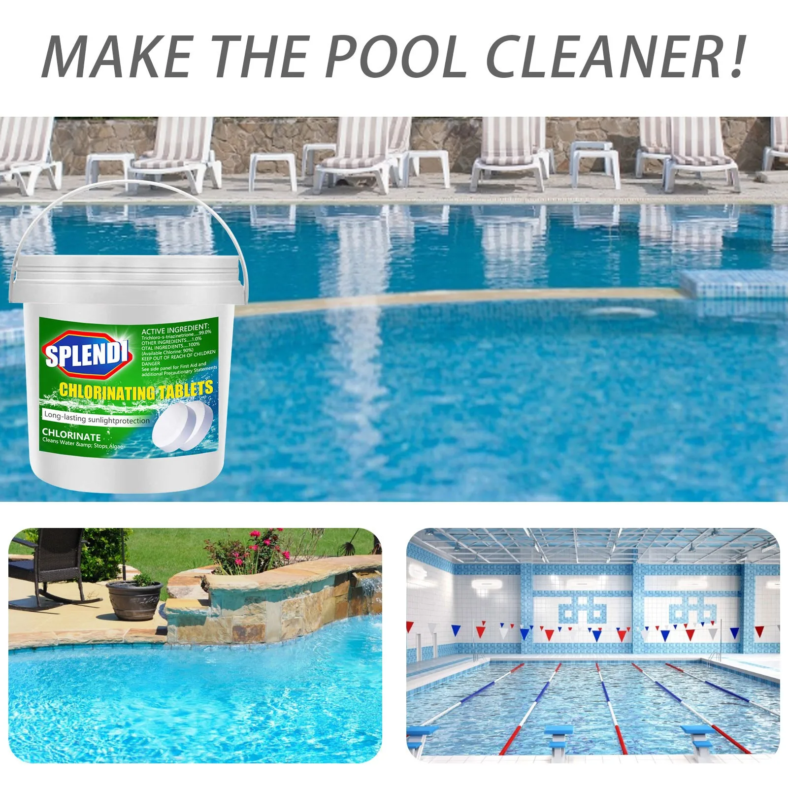 300pc Swimming Pool Cleaning Tablets Purify Water Disinfect Chlorine