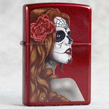 

oil lighter original Kerosene lighter Red light paint color printing Mexican girl windproof cigarette lighter gift for men