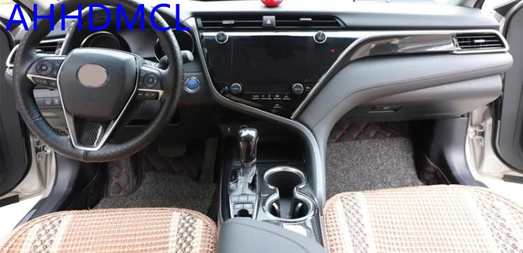 

Car Interior Mouldings Modification Decorative Trim Frame Interior Sequins Carbon Fiber Color For Camry VIII 2018 2019