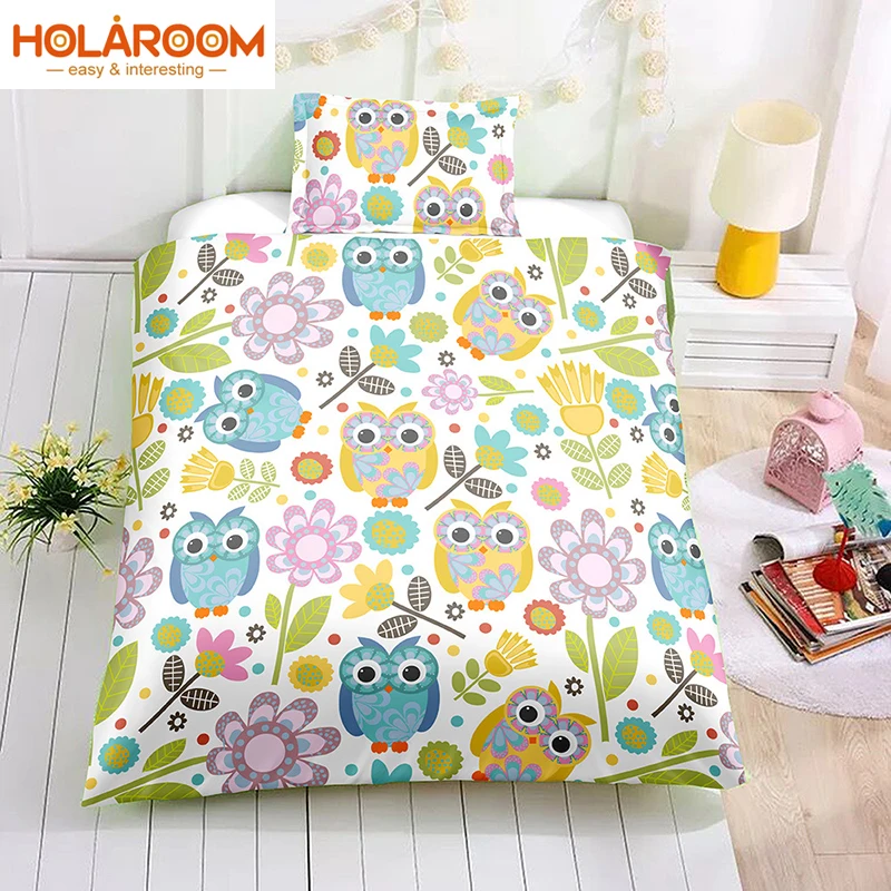 

Printed owl bedding sets 3d cartoon bedding set kids bedroom 2-3pcs owl pattern duvet cover set with pillowcase juego de cama