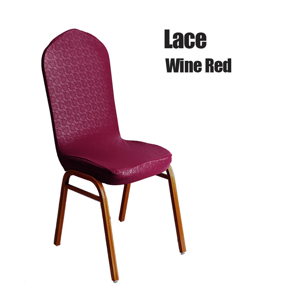 lace wine red 10 шт/партия черный/кофе/белый/шампань 8 цветов водонепроницаемый маслонепроницаемый PU кожаный гостиничный Банкетный стул сиденья Крышка Съемный - Цвет: lace wine red