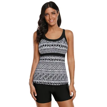 

New 2020 plus size swimwear Tankini high waisted bathing suits slim and belly covering split swimwear