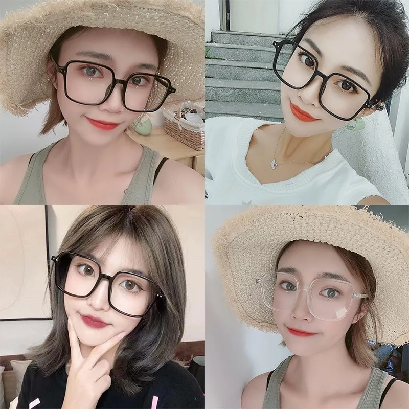 Женские очки, анти-синий светильник, плоские зеркальные очки, корейский стиль, квадратная оправа, очки, модные дикие очки