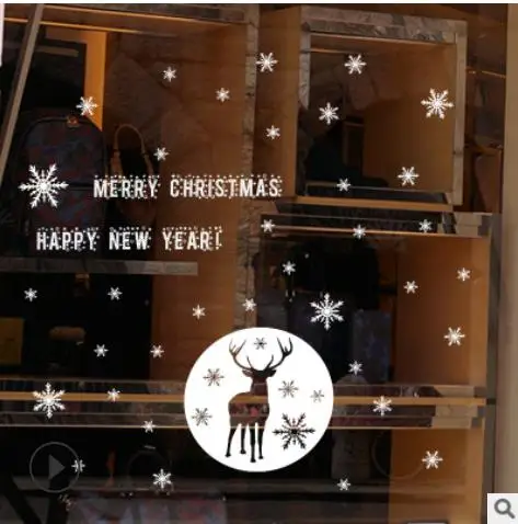 

Christmas Santa Claus Reindeer Stickers for Glass Window Xmas Snowflakes DIY Sticker Design Decor Home Decals