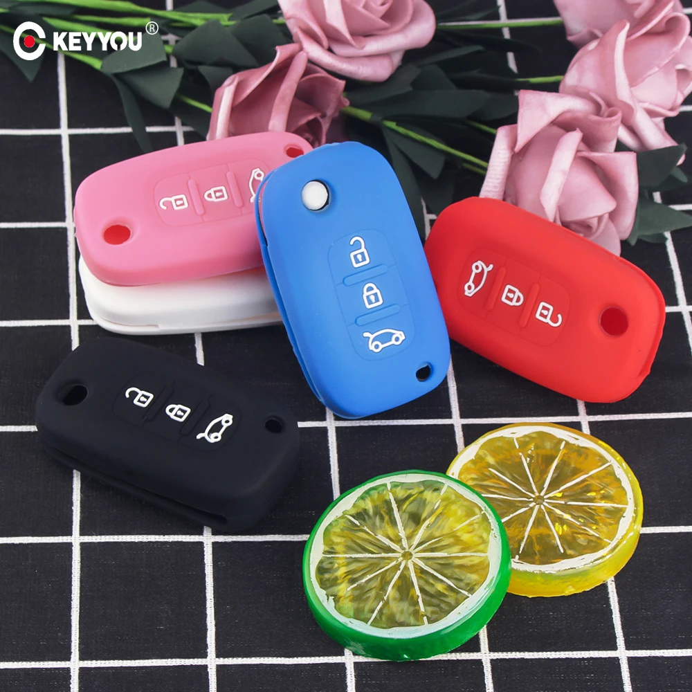 Keyyou 30psc Silicone Car Key Cover Case For Lada Granta Sport Renault Twingo Clio Master Kango