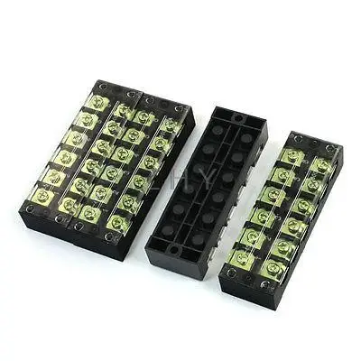 

4pcs Dual Rows 6 Positions Covered Screw Terminal Barrier Strip Block 600V 45A