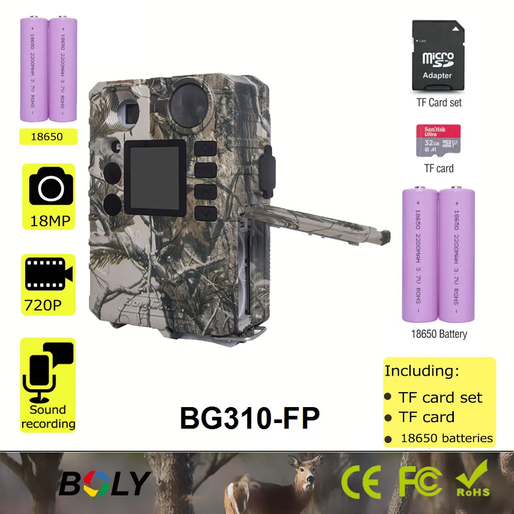 BG310 FP Including TF Card Batteries Mini 100ft 0 7s Full Set of Hunting Wild Cameras