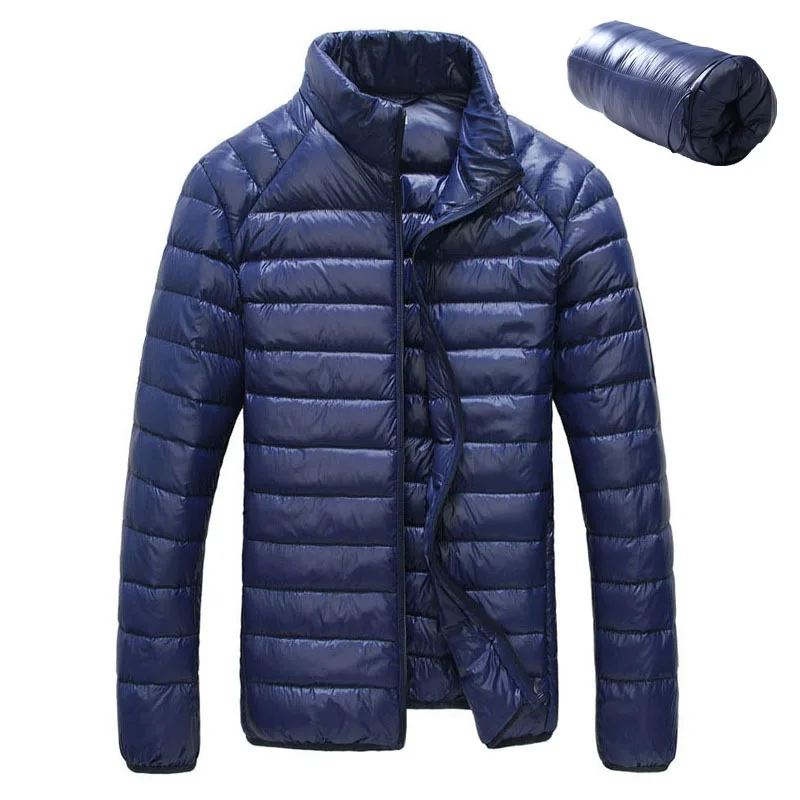 2019 Men Autumn Jacket Ultra Light Thin 90% White Duck Down Jackets Casual Portable Spring Coat for Parkas Size 4XL 5XL |