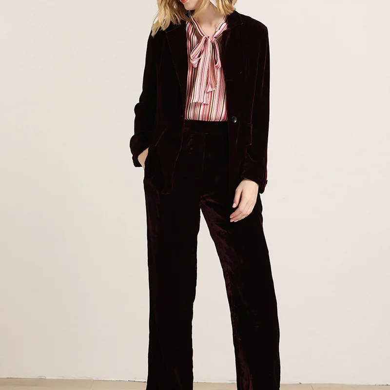 

Limited Time! Europe And America New Gold Velvet Suit Women's One-Button Loose-Fit Long Sleeve Suit Coat