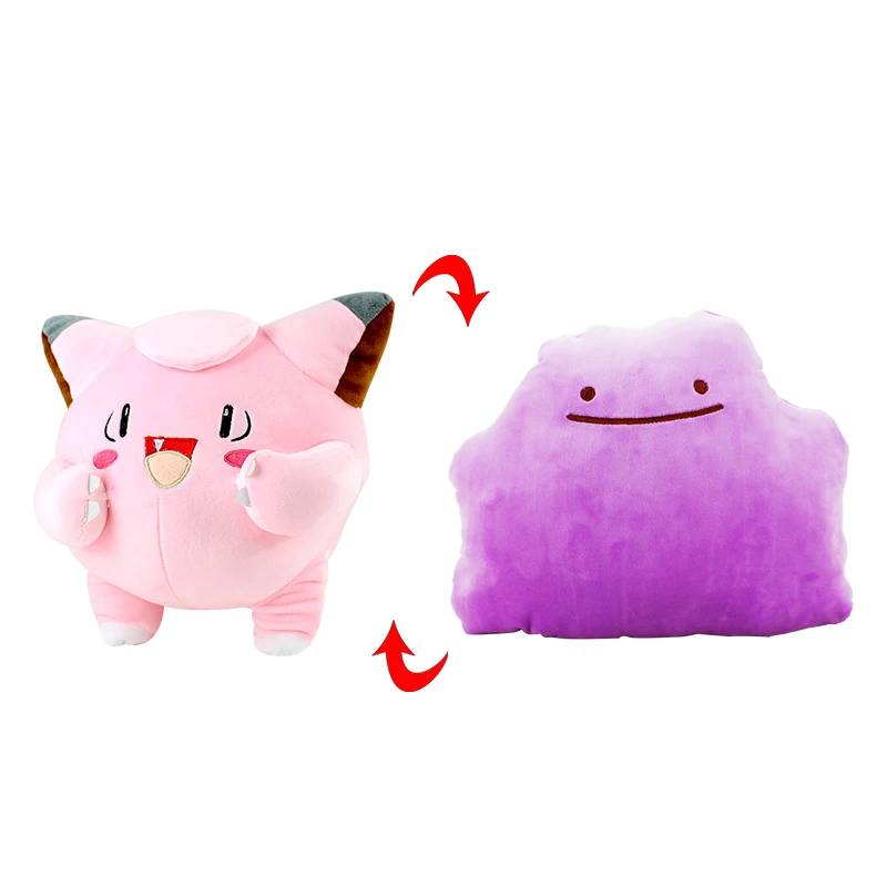 Красный 32 см плюшевый Ditto двусторонний Metamon Charmander Squirtle Bulbasaur Gengar Lapras Snorlax Мягкая кукла Clefair Рождественский подарок ребенку - Цвет: Красный