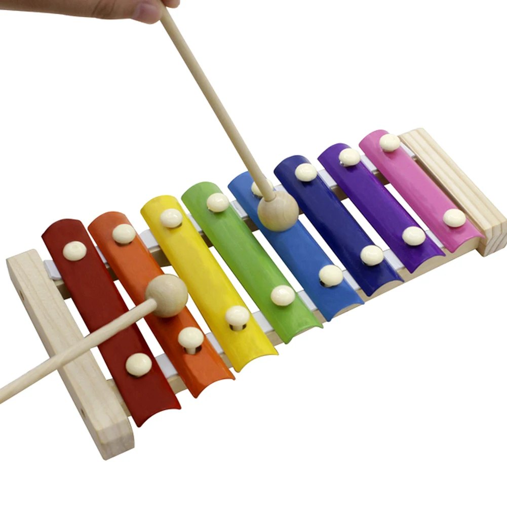 8 тон красочные Glockenspiel ксилофон деревянная перкуссия музыкальный инструмент Развивающие игрушки для детей