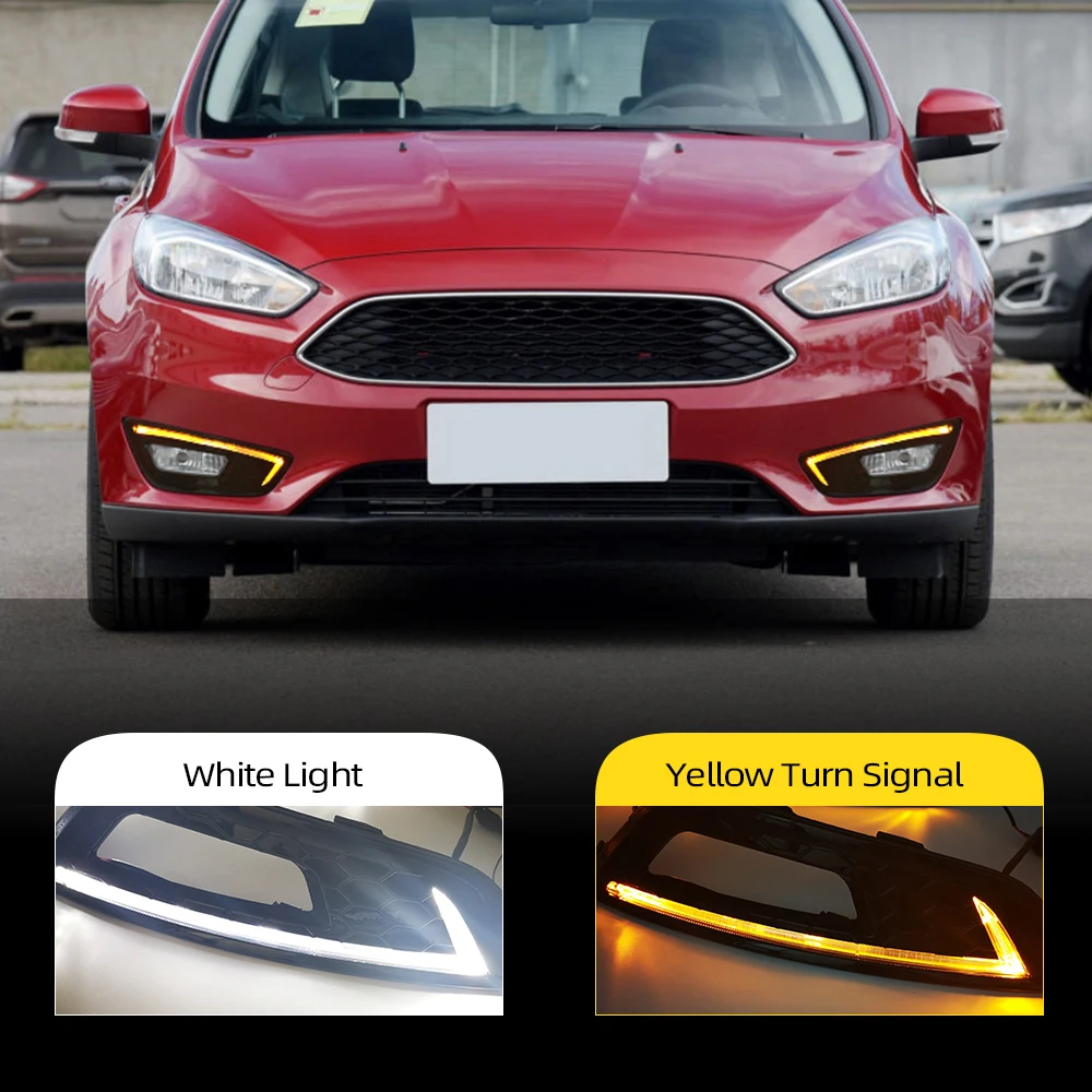 Автомобильные мигающие DRL 1 пара для Ford Focus 4 2015 2016 2017 2018 дневные ходовые огни