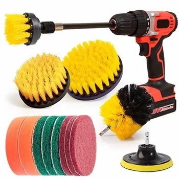 

14 Pcs Drill Brush Kit Power Scrubber Brush Scouring Pads and Scrub Sponge All Purpose For Car Sofa Kitchen Bathroom etc